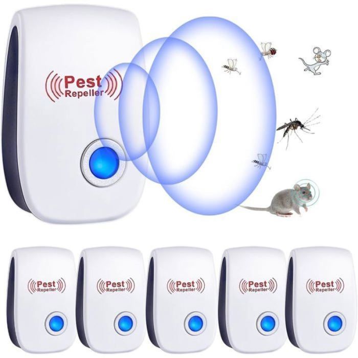 Ultrason Anti Moustique 6 Pack Ultrason Souris et Rats Insectes Répulsif ÉlectroniqueRépulsif Ultr REPULSIF NUISIBLES POUR LE JAR