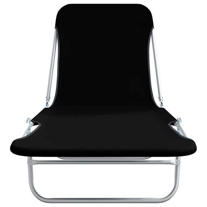 Promo“Chaises Longues Pliables Lot de 2 Acier et Tissu Noir 56 x 182 x 245 cm pour Plage et Camping 597959