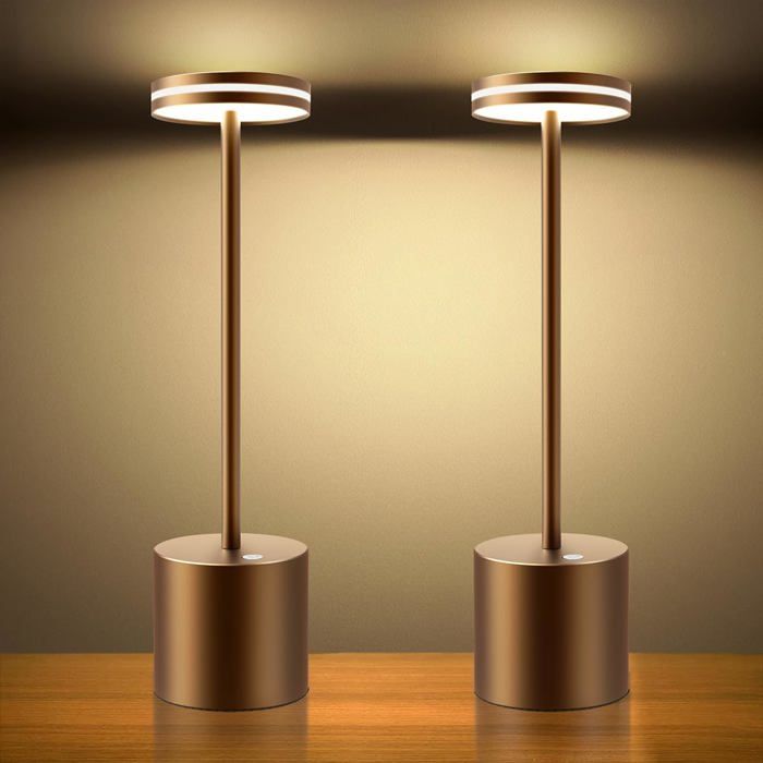 Lampe de table rechargeable sans fil dimmable - lot de 2 - 5000 mAh - hauteur 31 cm - aluminium