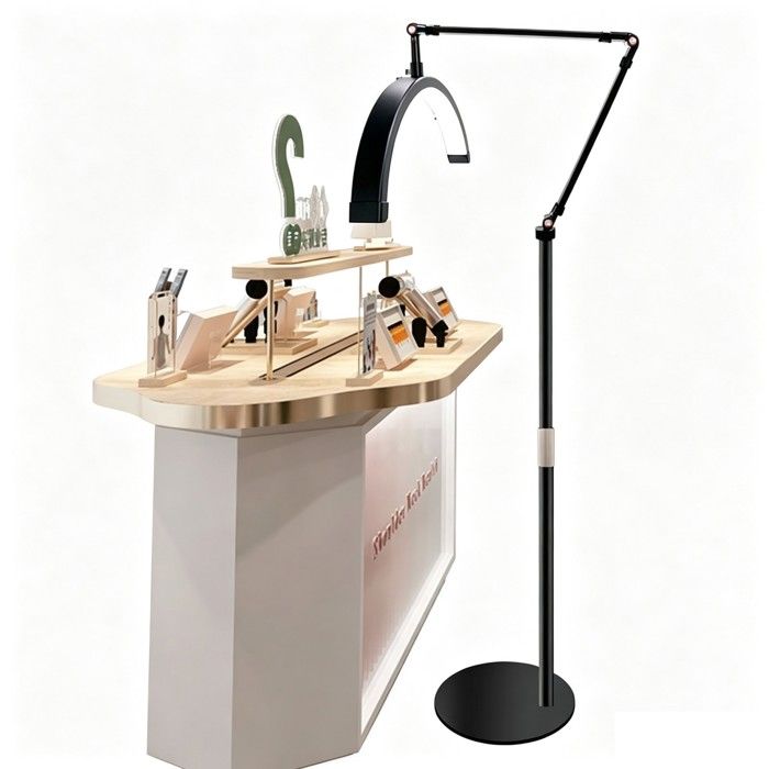 Lampe Beauté sur Pied 20W 1800LM 3000K-6000K 0-100% Support 360° Aluminium Cils Maquillage