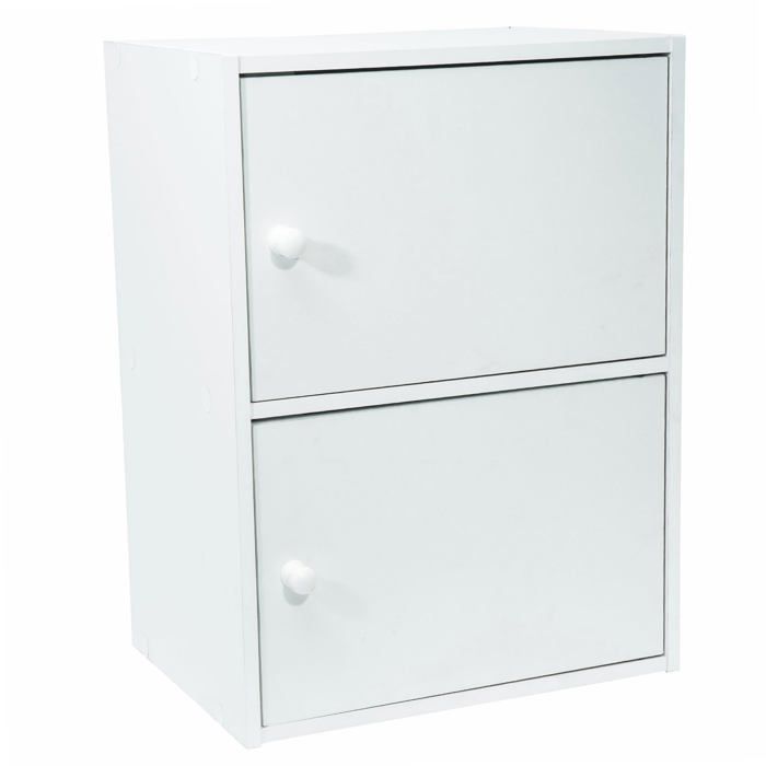 Meuble à Ptes Panneaux de Bois MDF 54 x 40 x 29 cm Blanc PETIT MEUBLE DE RANGEMENT