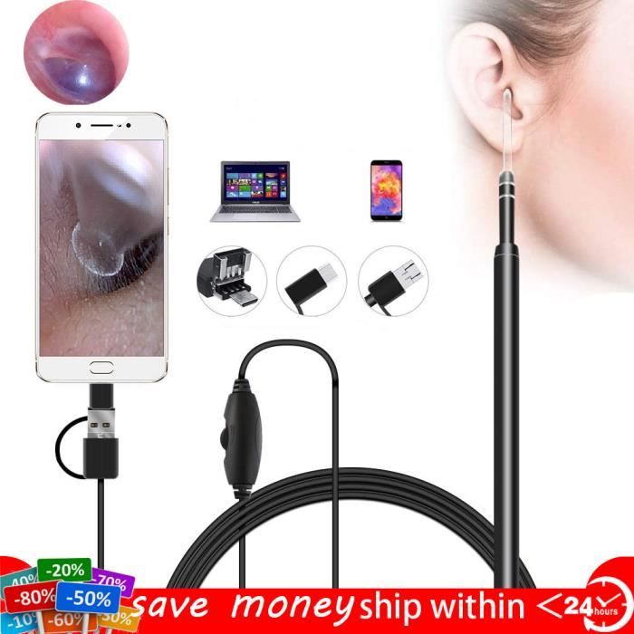 Acheter Endoscope de nettoyage d'oreille 3 en 1, 5.5MM, USB, visuel, caméra  HD, cuillère, Otoscope