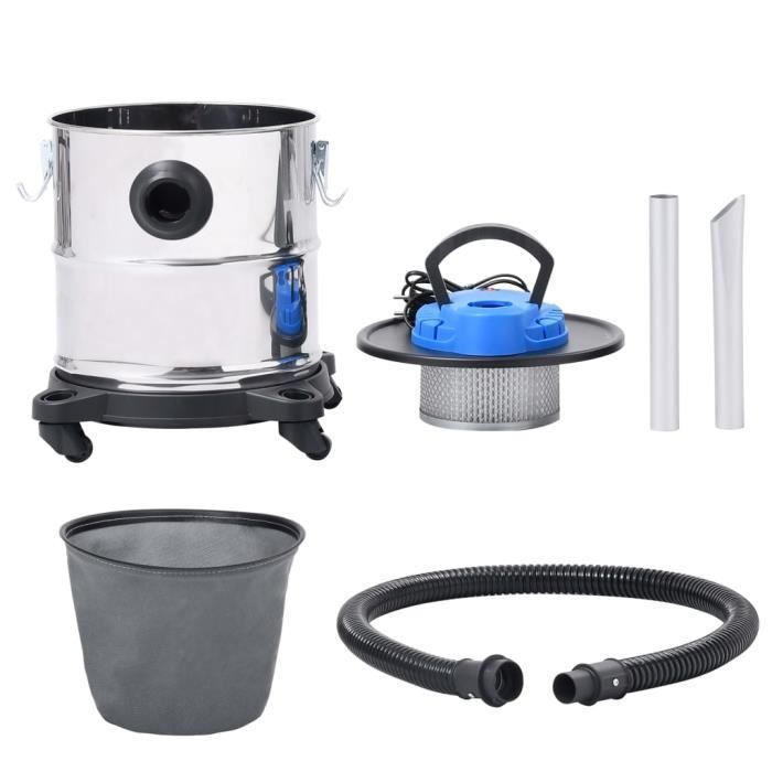 Aspirateur a Cendre Cheminée 20L Puissance 1200W 3 Roues Amovibles Filtre HEPA