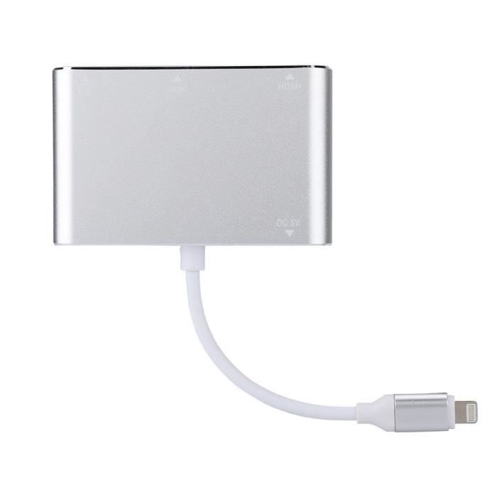 Adaptateur Apple Lightning vers HDMI, convertisseur Audio vidéo AV  numérique certifié MFi, câble d'écran de synchronisation 1080p pour iPhone,  iPad