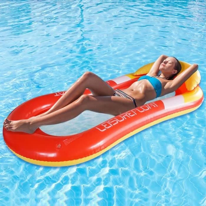 Bed Piscine Relaxdays Hamac Gonflable, Matelas Gonflable Avec Filet Chaise Longue Gonflable De Piscine