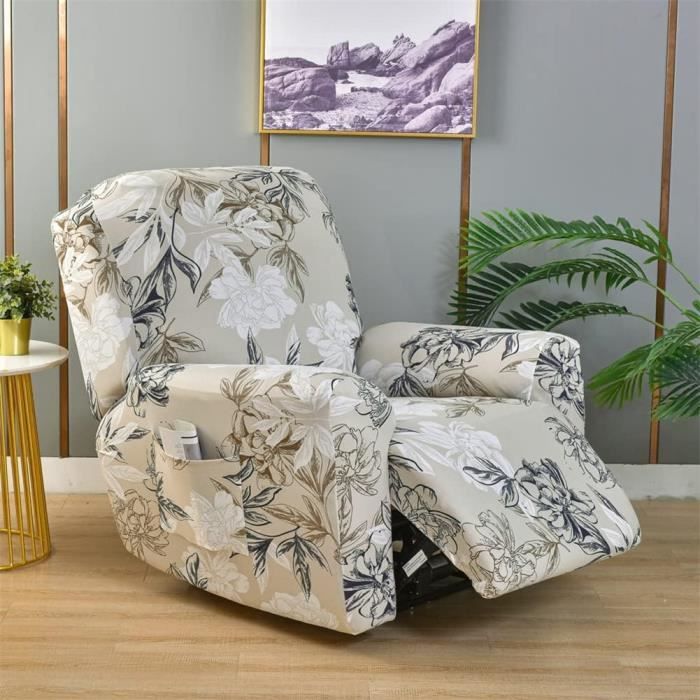 Housse De Fauteuil Relax 1 Place Extensible | Polyester/élasthanne, Poche, Lavable, Couleur Anthracite