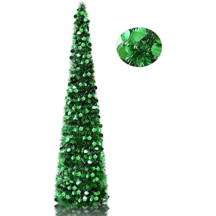 150Cm Sapin De Noel Artificiel Pliable Avec 50 LED, Lumineux Arbre Noel