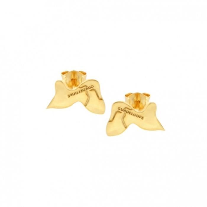Boucles D'Oreilles Petits Clous Guadeloupe Plaqué Or 750 - Neuf Avec Étiquettes