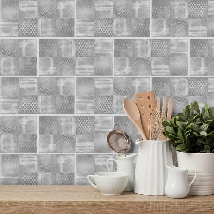 Autocollant Credence Cuisine Gris - 44x300cm, Imperméable Et Résistant à La Chaleur