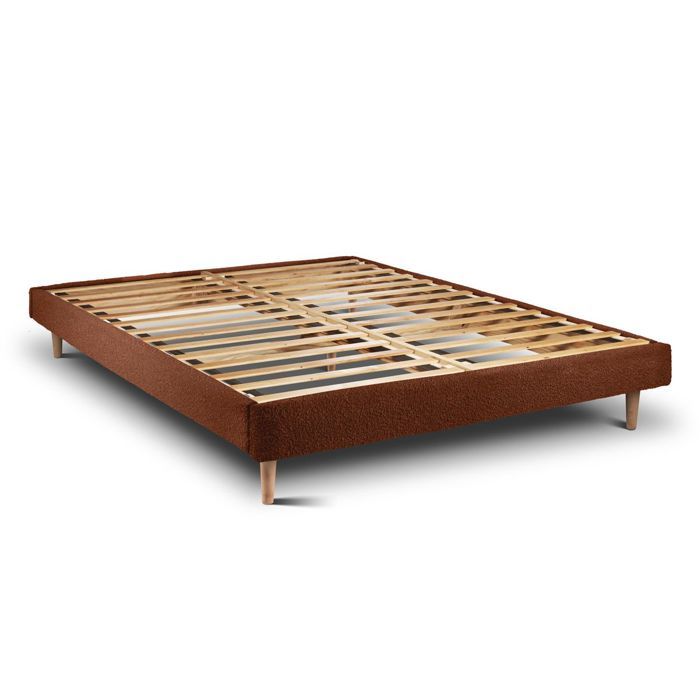 Sommier Kit Bouclette Terracotta 160x200 H29cm Sommeil de plomb - Sommier en bois massif avec Pieds bois cones 15 cm