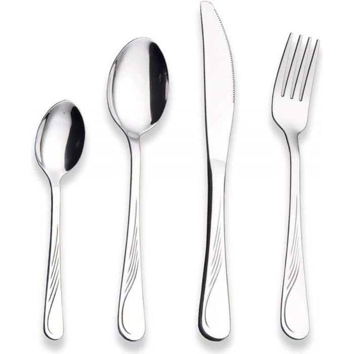 Ensembles de Couverts 6 Pièces de Couverts de Table en Acier Inoxydable INOX 