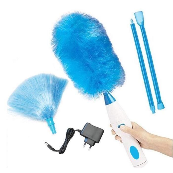 360° Duster Rechargeable Brosse de Nettoyage Electrique Plumeau Electrique sans Fil Brosse à Epousseter pour Maison Bureau Bleu