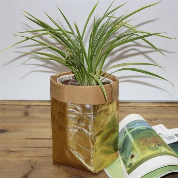 8 * 15 CM Lavable Kraft Papier Sac Home Desk Plante Fleurs Pot Titulaire Sacs Multifonction Accueil Réutilisation Papier Pochette Sa