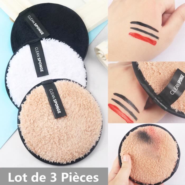 Lot de 3 Pièces Éponge Démaquillant Coton à Démaquiller Nettoyage