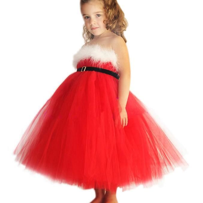 Internet B/éb/é Filles Enfants No/ël Parti Rouge Paillette Tutu Robes de No/ël Coton Robes