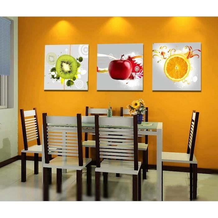 3 Panneaux De Mur Art Cuisine Peinture De Fruits Tableau Moderne