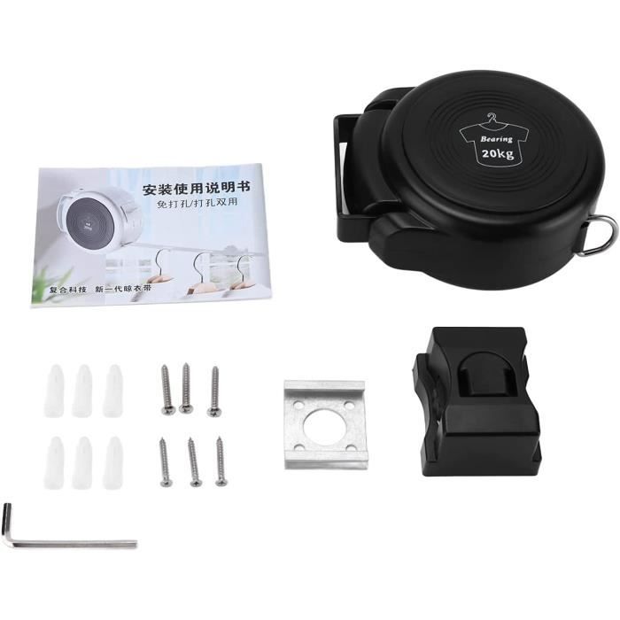 Corde à linge Ligne de séchage double rétractable murale de 13 m Outil de lavage intérieur et Corde à linge Ligne de séchage double rétractable murale de 13 m Outil de lavage intérieur et
