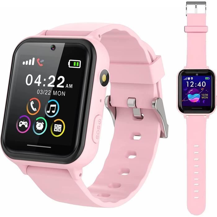 Montre Connectée pour Enfants avec 24 Jeux, Réveil, Écran Tactile, Caméra et Lecteur de Musique