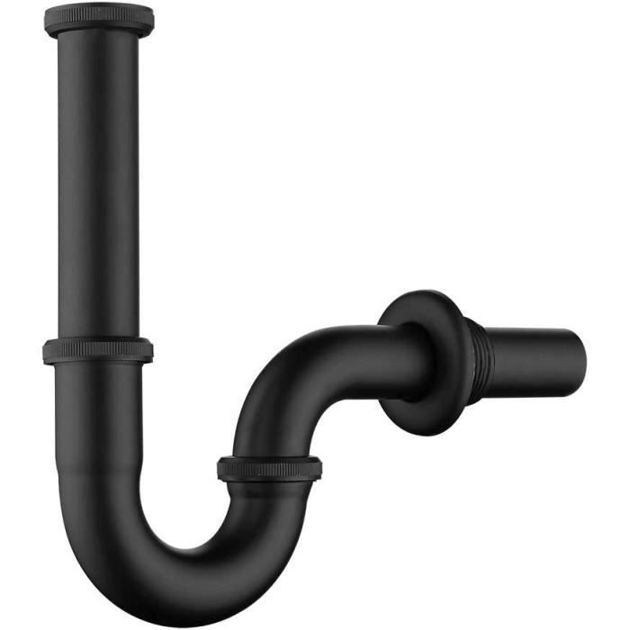 Siphon de Lavabo Noir MatLaiton Universel Syphon avec Extra long Tube d