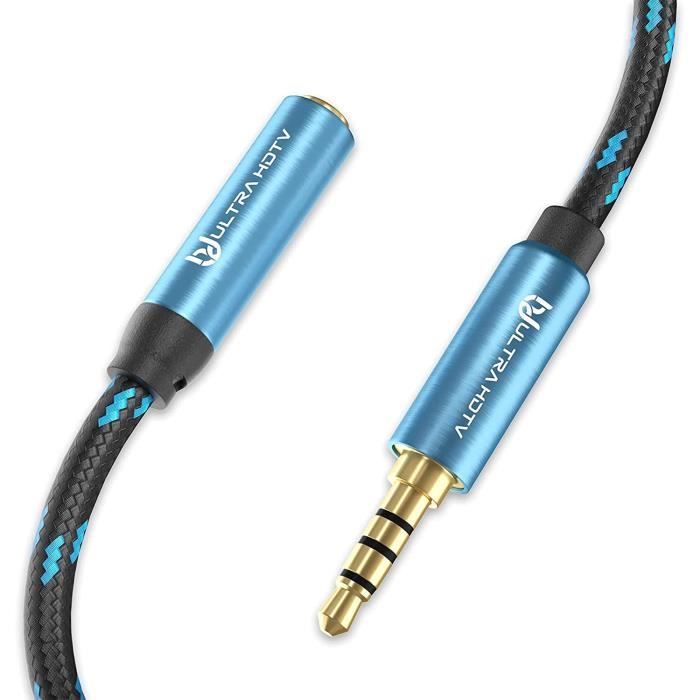 Audio Câble d'Extension - 3m Jack 3.5mm Mâle vers Femelle [Plaqué Or] Câble  Auxiliaire Audio stéréo en Nylon pour iPhone, A555 - Cdiscount Informatique