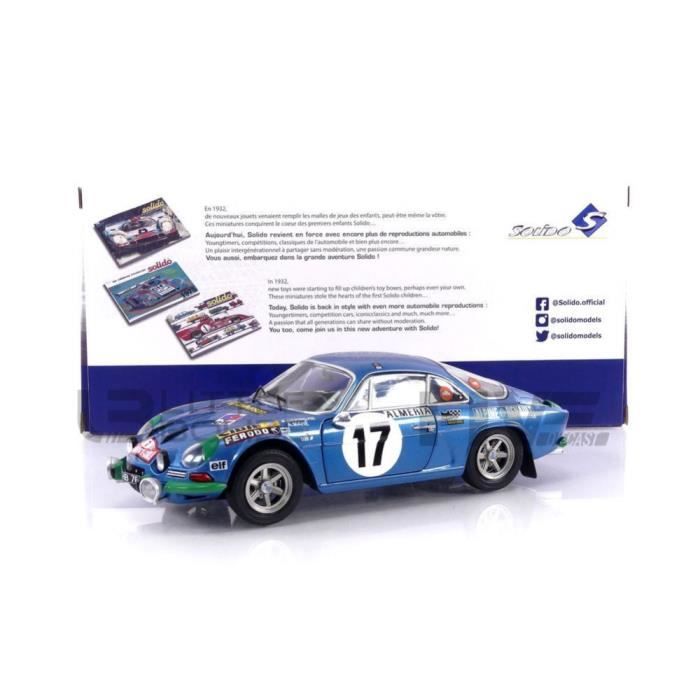 Voiture Miniature de Collection - SOLIDO 1/18 - ALPINE A110 1600S - Rallye Monte Carlo 1972 - Blue - 1804206