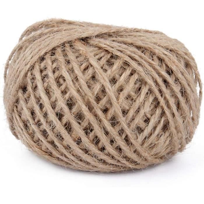 Ficelle Artisanale Bricolage Cordon De Jute 2x100m Avec Dévidoir - Ruban Naturel Et Vert Pour Jardin, Emballage Et DIY Dévidoir Jardinage