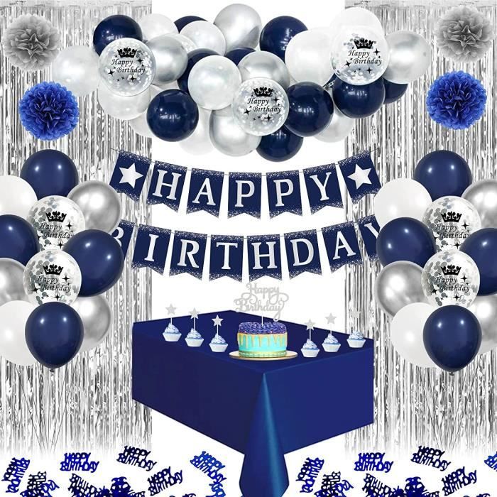 Déco Anniversaire 1 An Garçon – Kit 110 Pièces, Arche Ballon, Banderole, Ballons Aluminium Et Latex – Thème Bleu Et Blanc