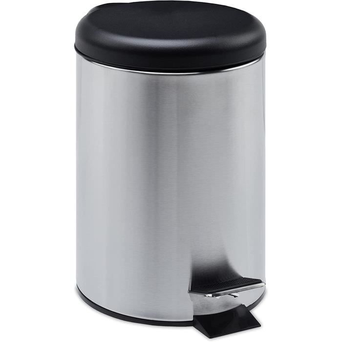 Lot De 2 Poubelles à Pédale Carrées Harbour Housewares – 3L – Acier Inoxydable Noir