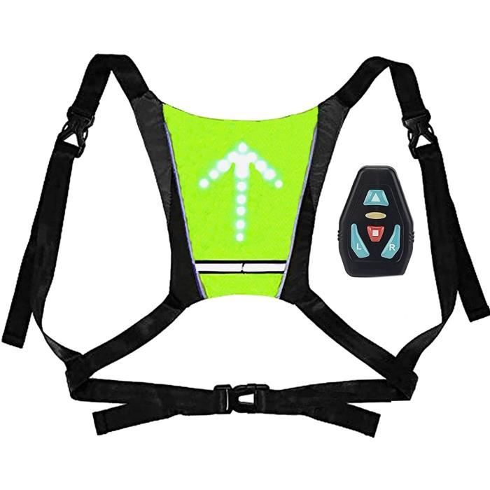 XWT 48 LED Gilet Vélo Clignotant USB Rechargeable Sac a Dos Clignotant Vélo  sans Fil Réfléchissant Sac Dos LED avec 5 Réglable Dos LED Indicateurs de  Direction pour l'avertissement de Nuit à