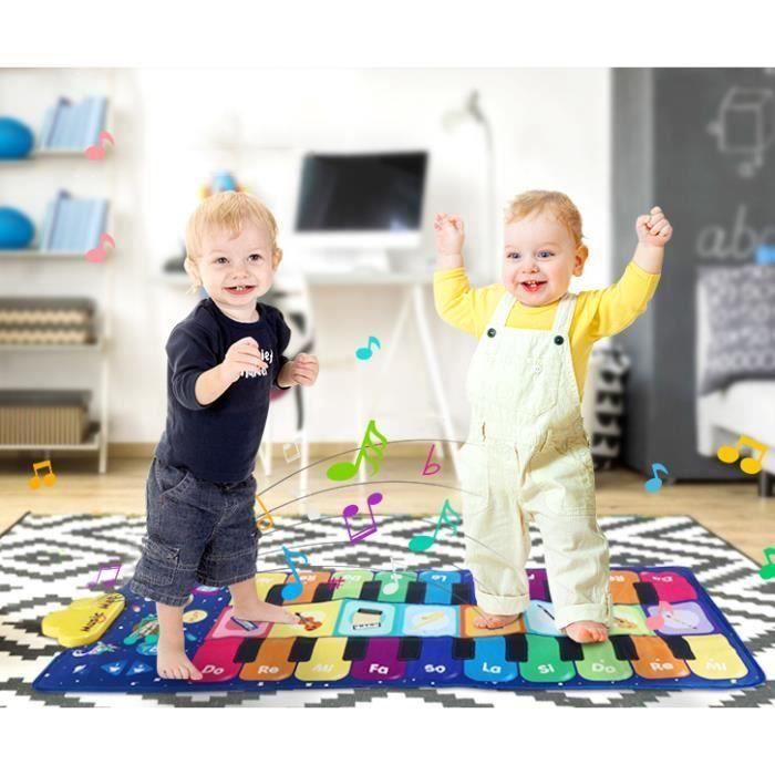 LinStyle Tapis De Jeu Musical 2-en-1 - Piano Et Batterie - 80x50 Cm - Portable - Cadeau Bébé 1-4 Ans