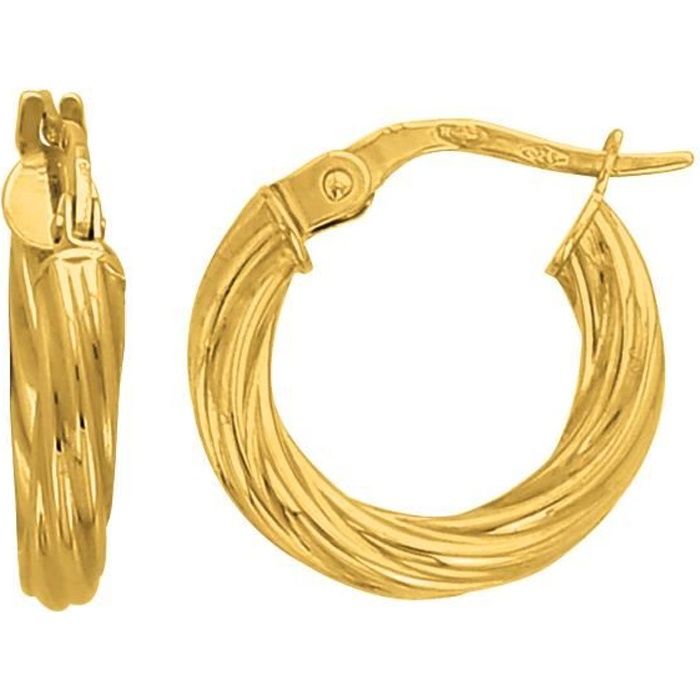 Boucles D'oreilles Or Jaune 18 Carats Avec Diamants 0.30 Ct G-VS - Solitaire, Neuves Avec étiquettes
