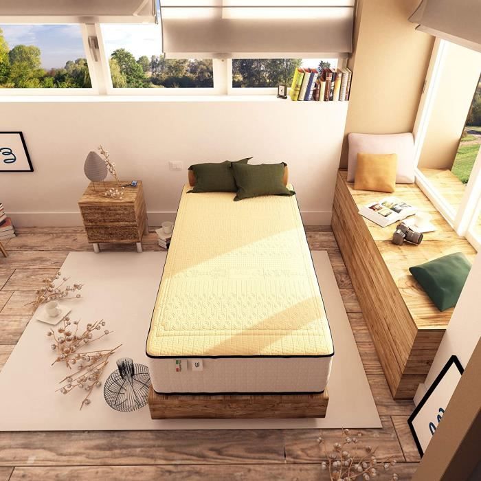 Matelas MEMORY COTTON 120x190cm -Memoire de forme Latex et Mousse- Double face été/hiver - Epaisseur 24 cm - Confort Équilibré Matelas MEMORY COTTON 120x190cm -Memoire de forme Latex et Mousse- Double face été/hiver - Epaisseur 24 cm - Confort Équilibré