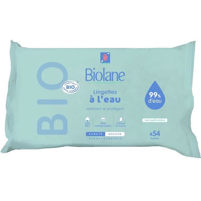 LOT DE 2 - BIOLANE Bio Lingettes à l'eau 54 lingettes - Cdiscount  Puériculture & Eveil bébé