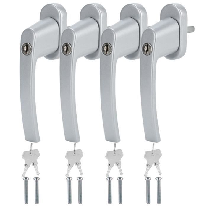 Lot De 2 Poignées De Fenêtre Universelles Droite/Gauche - Alliage D'Aluminium Noir Pour Fenêtres PVC Et Portes De Sécurité