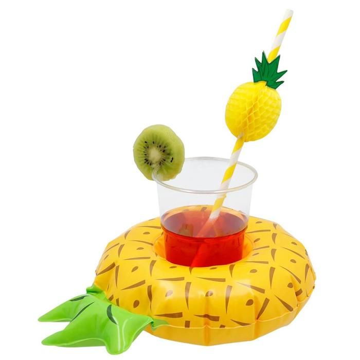 Flotteur de piscine gonflable en forme d'ananas avec porte-gobelet