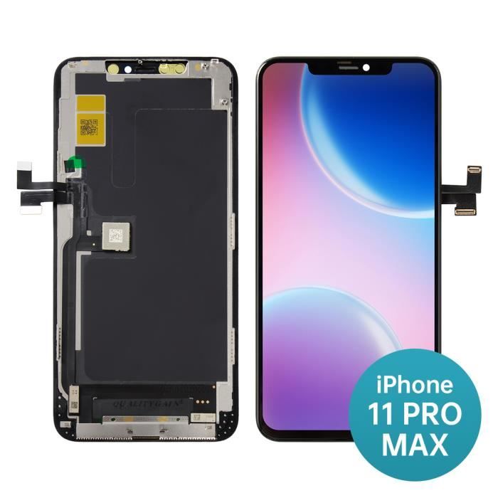 Ecran LCD pour iPhone 11 Pro Max Vitre Tactile (Noir) + Kit outils + Verre Trempe