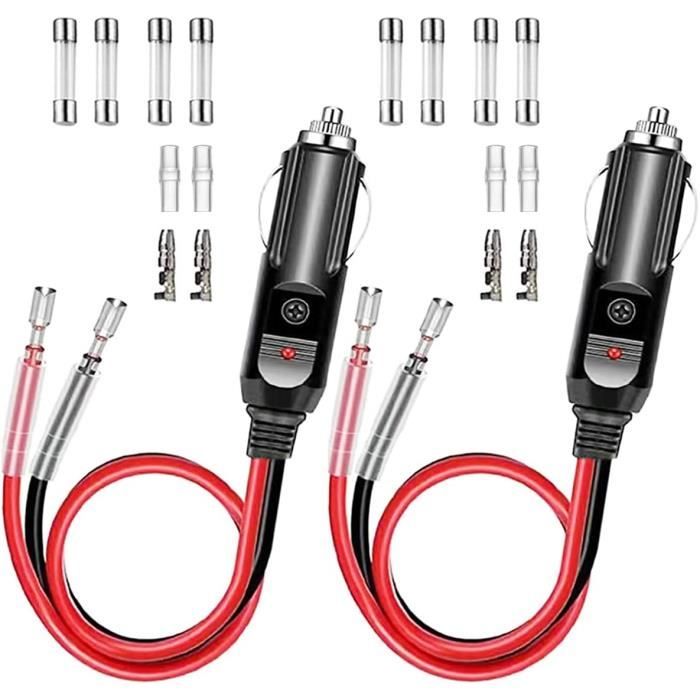 4 Prises Allume-cigare 12V-24V – Avec Fusible 10A – Pour Voiture, Camping-car, Bateau, Moto