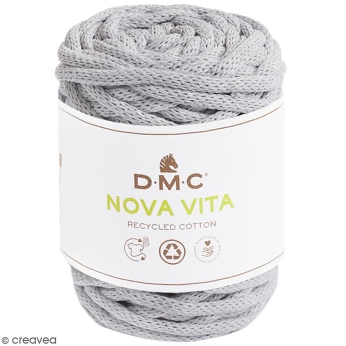 Fil DMC coton recyclé Nova Vita 12 - Macramé, Crochet, Tricot - 250 g soit 55 mètres Gris Clair