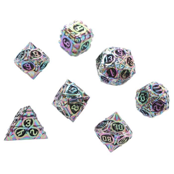 Jeu de dés polyèdre en métal - KEENSO - Set de 7 dés - Chiffres clairs