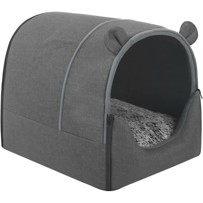 Meilleurs prix pour EUGAD Niche pour Chien ou Chat Intérieur, Lit niche avec coussin amovible lavable rembourré, 55x60x60cm, Gris E0AG0050