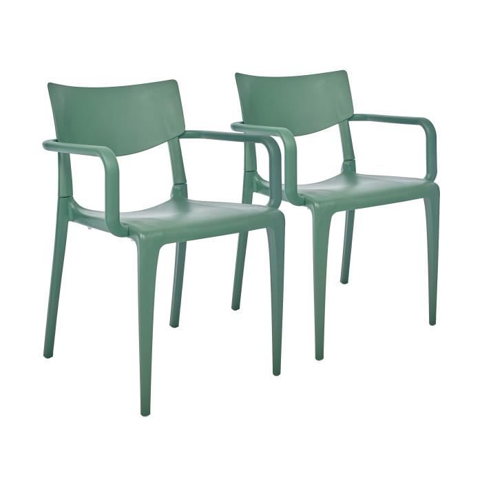 lot de 2 fauteuils de jardin en polypropylène renforcé vert