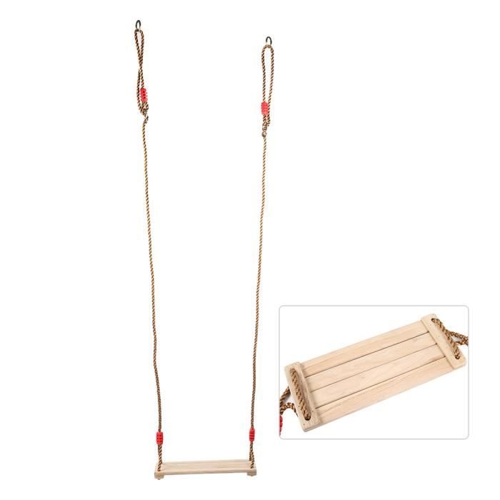 Kugooyi Balançoire En Bois 60×25 Cm – Cordes Réglables 150–250 Cm, Charge 250 Kg, Assise Ergonomique 12,5° – Intérieur/extérieur – Adultes Et Enfants