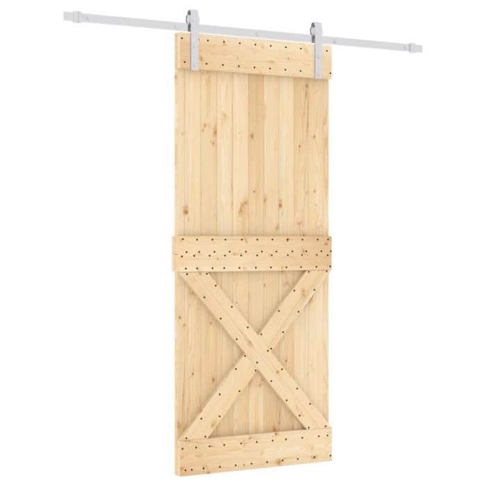 Porte Coulissante En Pin Massif 85x210 Cm Avec Kit De Quincaillerie – Tout Inclus !