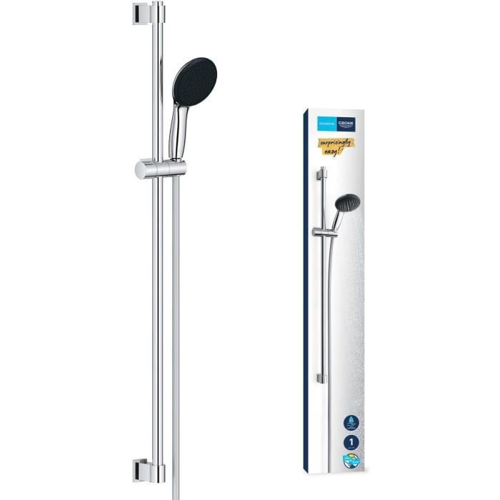 Ensemble de douche avec pommeau 1 jet barre 90cm et flexible - GROHE Vitalio Start 110 26953001 - Economie deau - Chromé