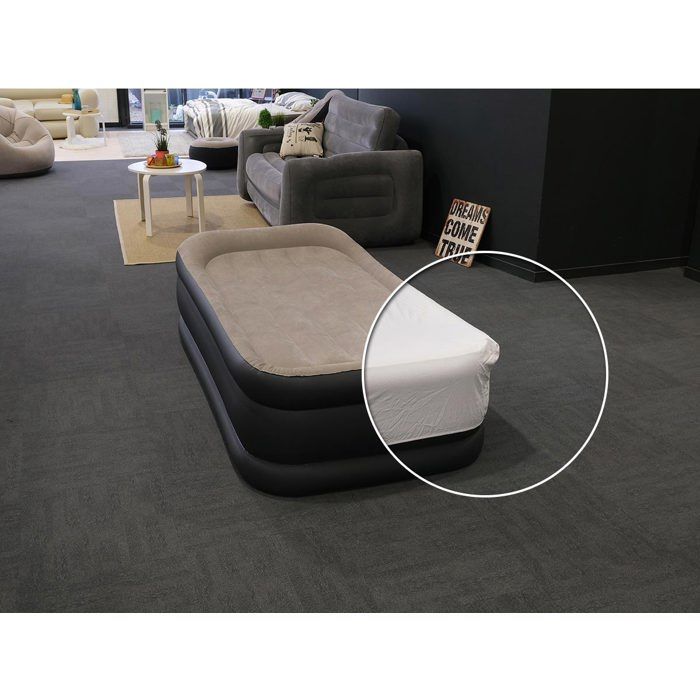 Pack matelas gonflable Deluxe Pillow Rest Raised 1 place Intex + Drap housse