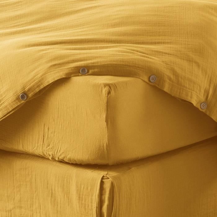 Drap housse 160x200 cm gaze de coton Pêche | Leroy Merlin
