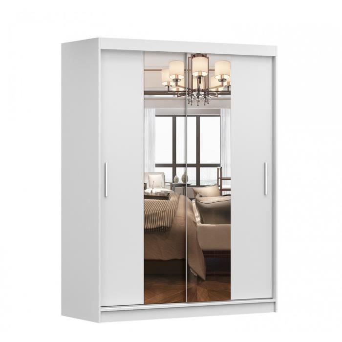 Grande armoire Grise coulissante avec miroir Vera