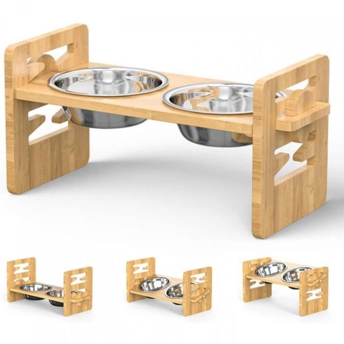 Comparer les prix de 43.5 x 23 x 30 cm-Support à Bol pour Chien Grande Taille avec 2 Gamelles INOX de Grande Taille,Inclus1Tapis Antidérapant