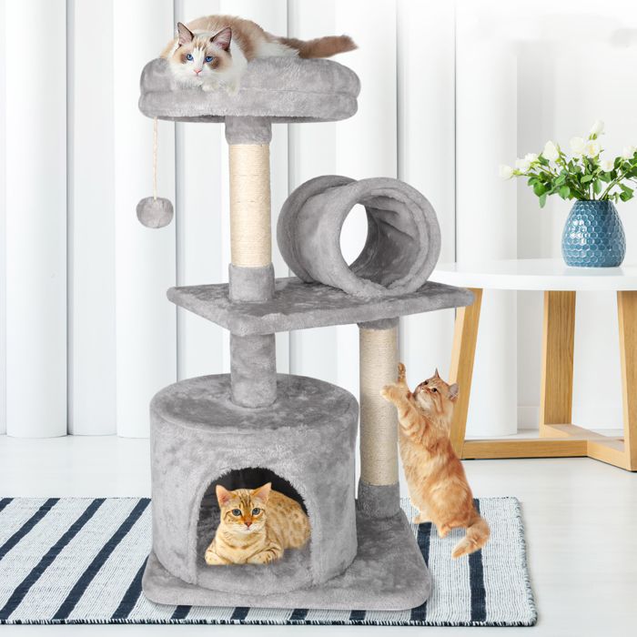 Meilleurs prix pour Arbre à gratter multi-niveaux avec jouet pour chat pour Care Paw Leisure and Entertainment - Gris clair