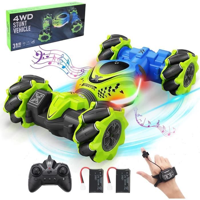 Voiture T?�l?�command?�e 4WD RC Stunt Car - KEXIMIXUE - BLEU ET VERT - Contr?�le Gestuel - Tout 